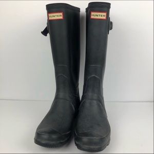 Hunter Huntress Black Wide Leg Rain Boots 9